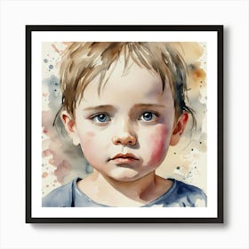 Watercolor Portrait Of A Child Art Print