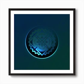 Geometric Neon Glyph on Jewel Tone Triangle Pattern 242 Art Print