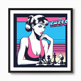 retro chess poster Art Print