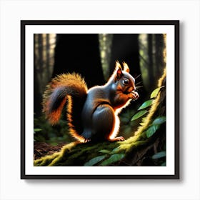 Squirrel In The Forest 26 Art Print