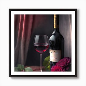 Red Wine And Roses Art Print