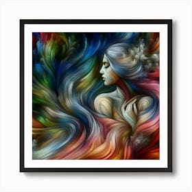 Colorful Woman With Colorful Hair Art Print