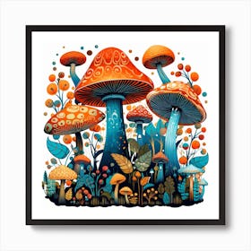 Mushrooms In The Forest 84 Art Print