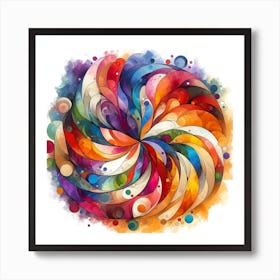 Watercolor Puzzle Swirl Wall Art Art Print
