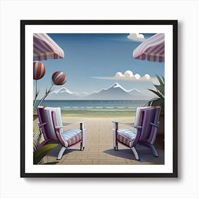 Beach Chairs Art Print