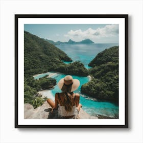 Woman Looking At The Ocean Art Print