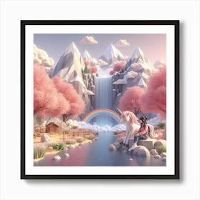 unicorn and fairy Art Print