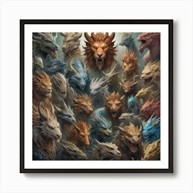 Dragons paintings art print Art Print