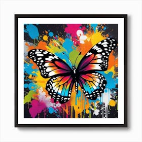 Butterfly With Paint Splashes 3 Art Print