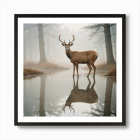 Stag In The Forest Art Print