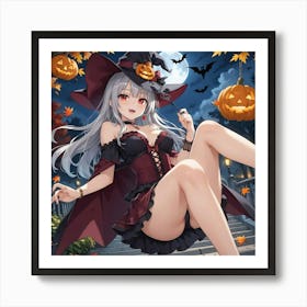 Halloween Anime Vampire Witch Art Print