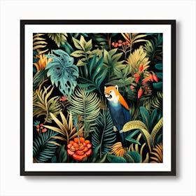 Tropical Jungle Seamless Pattern Art Print
