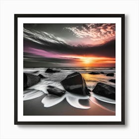 Sunset At The Beach 12 Art Print