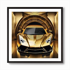 Golden Lamborghini 21 Art Print