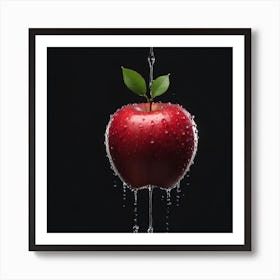 Water Drop On An Apple Art Print