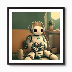 Robot In Bed Art Print