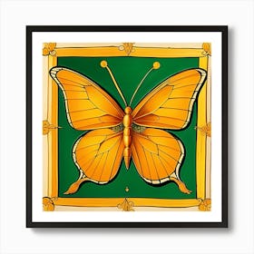 Butterfly On A Green Frame Art Print
