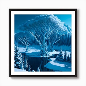 Nature Winter Cold Snow Landscape Art Print