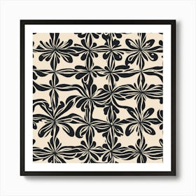 Black And White Floral Pattern Art Print