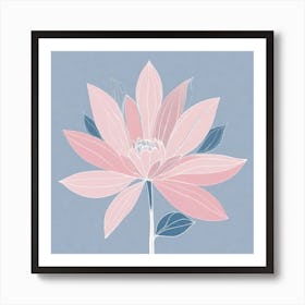 A White And Pink Flower In Minimalist Style Square Composition 393 Art Print