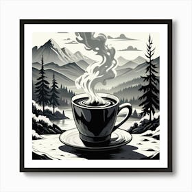 Coffee Cup In The Mountains Art Print