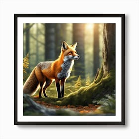 Fox In The Forest 94 Art Print