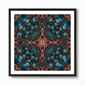 Abstraction Blue Stained Glass Mandala Art Print