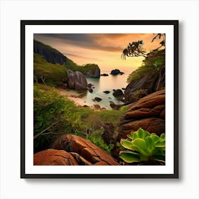 Landscape Seychelles Island Earthy Tones Art Print