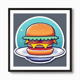 Cartoon Burger Sticker 2 Art Print