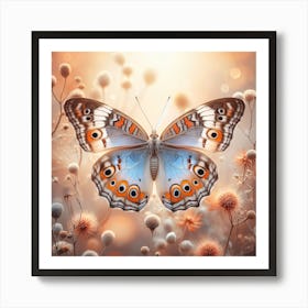 Butterfly in Soft Brown Shades Art Print