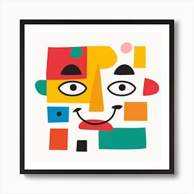 Super simple vector blocks graphic drawing, face playful and colorful design Art Print