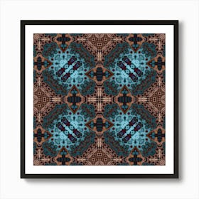 Blue And Red Detailed Pattern Art Print