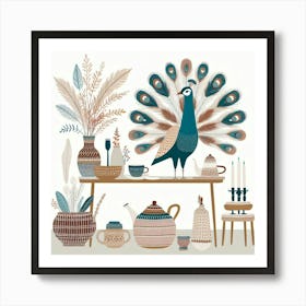 Scandinavian style, Peacock Art Print