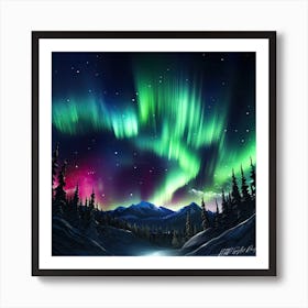 Scenic Aurora - Borealis Landscape Art Print
