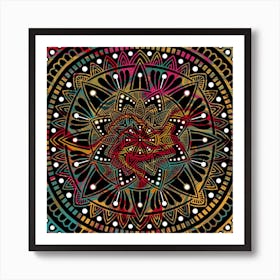 Tie dye Mandala - warm colours Art Print