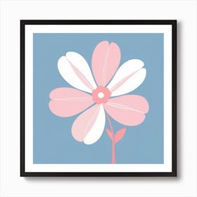 A White And Pink Flower In Minimalist Style Square Composition 218 Art Print