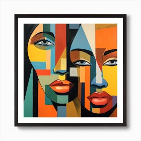 Two Women'S Faces 1 Art Print