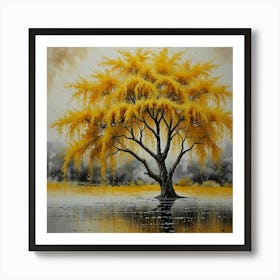 Leonardo Lightning Xl Watercolor Art Yellow Wooden Willow Tree 0 Poster