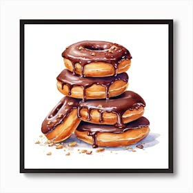Stack Of Chocolate Donuts 3 Art Print