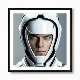 3d Dslr Photography, Model Shot, Man In Future Wearing Futuristic Suit, Digital Helmet Beautiful Detailed Eyes, Professional Award Winning Portrait Photography, Zeiss 150mm F 2 Art Print