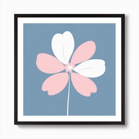 A White And Pink Flower In Minimalist Style Square Composition 570 Art Print