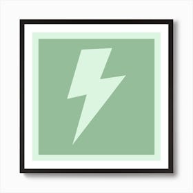 Lightning Bolt Sage and Olive Green Art Print