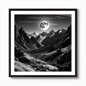 Full Moon In The Mountains Art Print