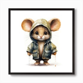 Watercolour Cartoon Mouse In A Hoodie 3 Art Print