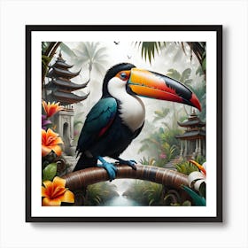 Vintage Watercolor Toucan Art Print