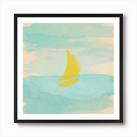 Blue Sea View Boat Art Print