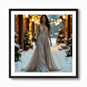 Woman In A Winter Dress Art Print