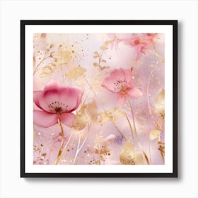 Pink Flowers On A Pink Background Art Print