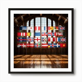 A Collection Of Intricately Designed Global Country Flags Aligned Neatly In A Grid With Each Flag (6) Art Print