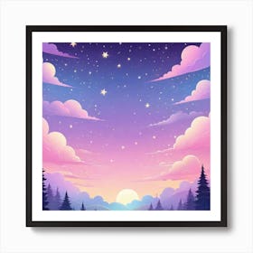 Sky With Twinkling Stars In Pastel Colors Square Composition 40 Art Print